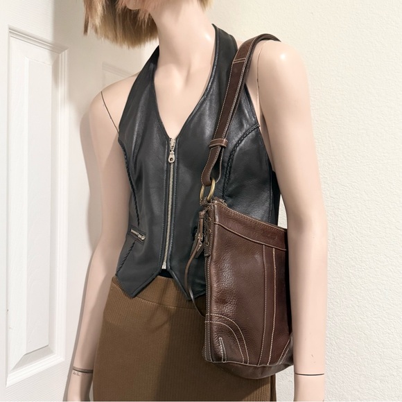 Vintage Y2K COACH 10398 Dark Brown Leather Bleecker Slim Shoulder Crossbody Bag - Picture 5 of 16